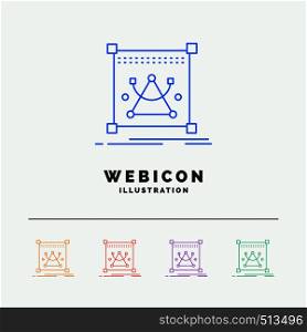 3d, edit, editing, object, resize 5 Color Line Web Icon Template isolated on white. Vector illustration. Vector EPS10 Abstract Template background