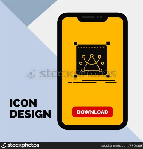 3d, edit, editing, object, resize Glyph Icon in Mobile for Download Page. Yellow Background. Vector EPS10 Abstract Template background