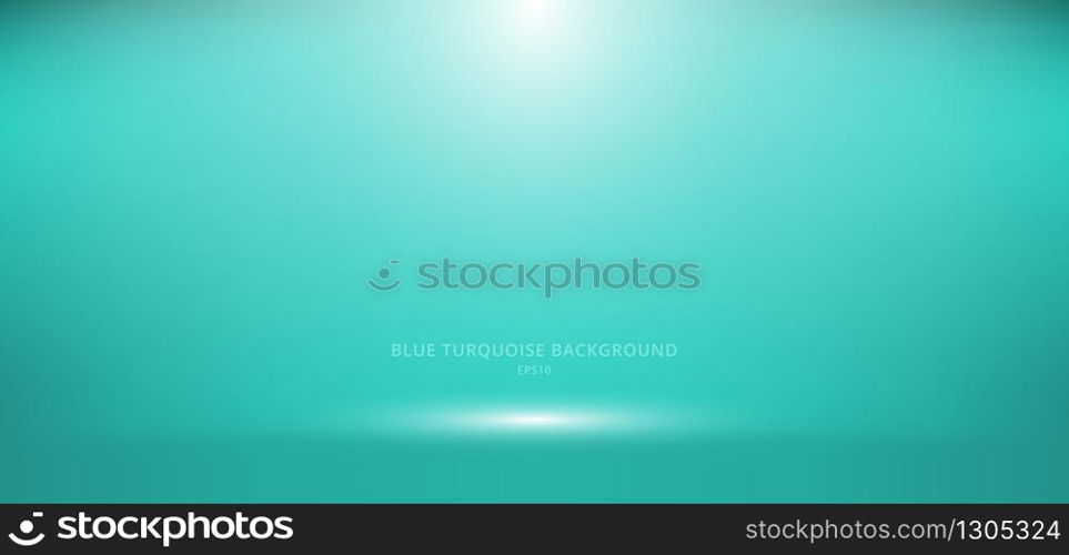 3D empty blue turquoise studio room background with spotlight on stage background. Display your product or artwork luxury style. Vector illustration