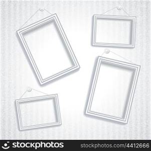 3d empty frame on the wall. Vintage background