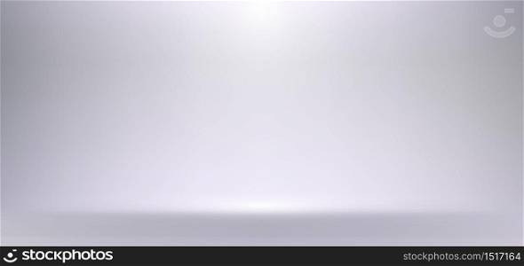 3D empty white and gray studio room background with spotlight on stage background. Display your product or artwork luxury style. Vector illustration