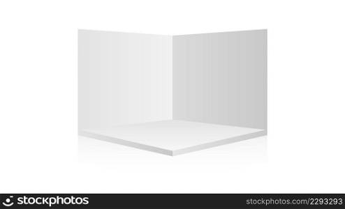 3D exhibition booth. Showroom. Square corner. Empty geometric square. Blank box template. Vector. 3D exhibition booth. Showroom. Square corner. Empty geometric square. Blank box template. Vector illustration
