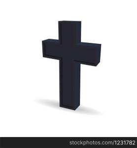 3d figure of a cross of blue with a shadow on a white background
