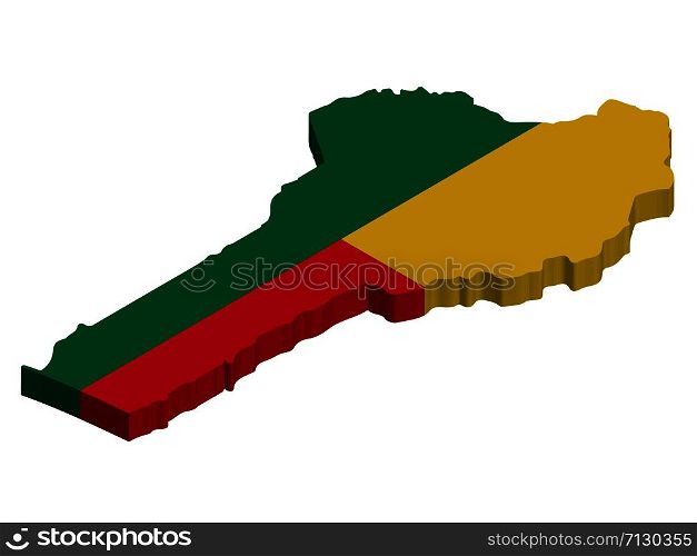 3D Flag map of Benin Vector illustration eps 10.. 3D Flag map of Benin Vector illustration eps 10
