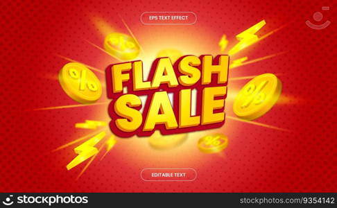 3D Flash Sale Text Effect with yellow and red color theme. 
