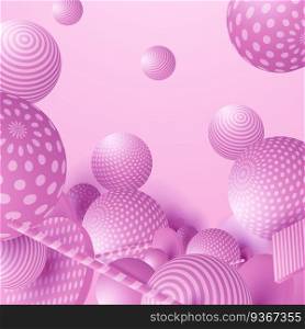 3d flowing spheres. Vector abstract illustration of multicolored bubbles or balls cluster. Modern trendy concept. Dynamic decoration element. Futuristic poster or cover design
