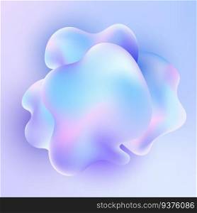 3D fluid or liquid flowing shape design element holographic background. Vector illustration