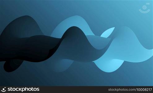 3D fluid wavy shape. Bright cloudy futuristic background. Vibrant gradient flow in abstract music sound waves. Dynamic liquid texture. Creative vector template for trendy cover design.