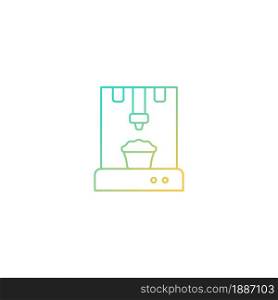 3d food printer gradient linear vector icon. Food products manufacturing. Using fresh natural ingredients. Thin line color symbol. Modern style pictogram. Vector isolated outline drawing. 3d food printer gradient linear vector icon