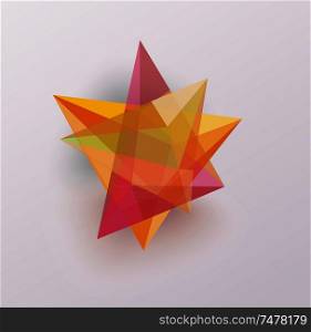3d glass geometric star symbol. Business icon, vector illustration.