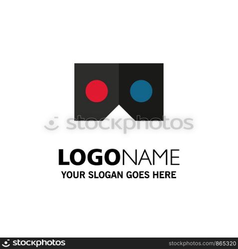 3d, Glasses, Vr, Movie Business Logo Template. Flat Color