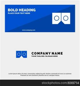 3d, Glasses, Vr, Movie SOlid Icon Website Banner and Business Logo Template