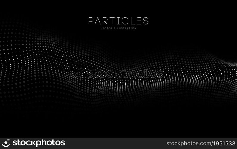 3D glowing abstract digital wave particles. Futuristic vector illustration. HUD element. Technology concept.. 3D glowing abstract digital wave particles. Futuristic vector illustration. HUD element. Technology concept. Abstract background.