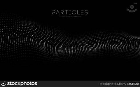 3D glowing abstract digital wave particles. Futuristic vector illustration. HUD element. Technology concept.. 3D glowing abstract digital wave particles. Futuristic vector illustration. HUD element. Technology concept. Abstract background.