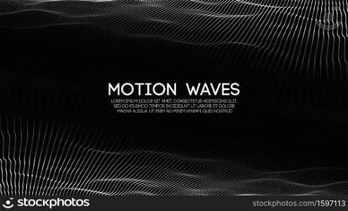 3D glowing abstract digital wave particles. Futuristic vector illustration. HUD element. Technology concept. Abstract background.