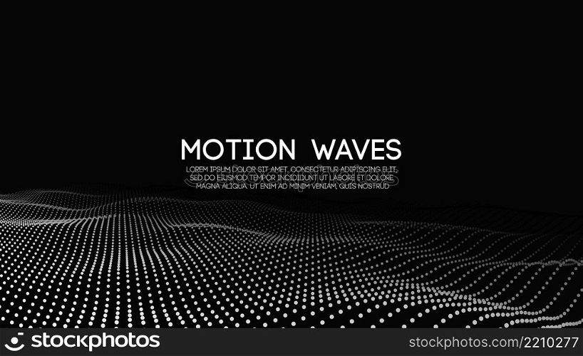 3D glowing abstract digital wave particles. Futuristic vector illustration. HUD element. Technology concept. Abstract background.