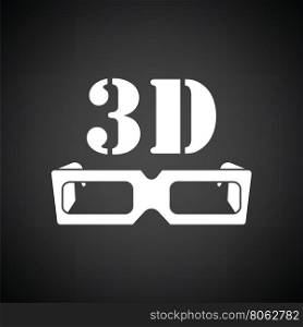 3d goggle icon. Black background with white. Vector illustration.