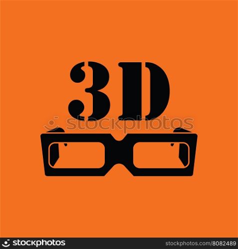 3d goggle icon. Orange background with black. Vector illustration.