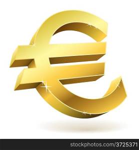 3D golden Euro sign isolated on white vector illustration.