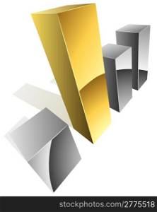 3D graph steel bars with golden one.