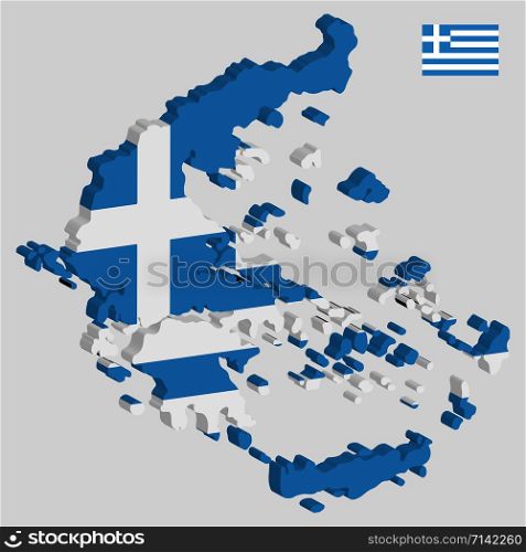 3D Greece map flag vector illustration eps 10.. 3D Greece map flag vector illustration eps 10