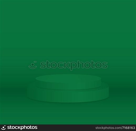 3d green cylinder podium minimal studio background. Abstract 3d geometric shape object illustration render Display