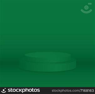 3d green cylinder podium minimal studio background. Abstract 3d geometric shape object illustration render Display