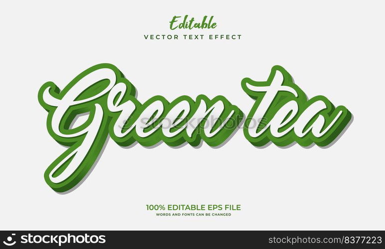 3d green editable text effect. Vector editable text effect