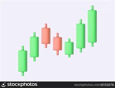 3d Growth stock diagram financial graph or business investment market trade. 3d rendering. Vector illustration. Growth stock diagram financial graph or business investment market trade