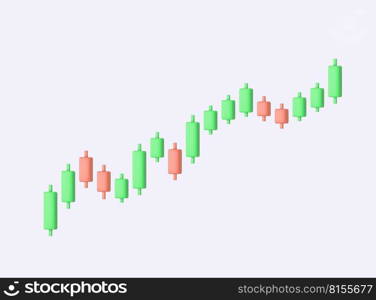 3d Growth stock diagram financial graph or business investment market trade. 3d rendering. Vector illustration. Growth stock diagram financial graph or business investment market trade