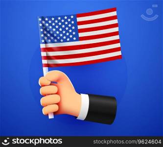 3d hand holding USA National flag. Vector illustration. 3d hand holding USA National flag.