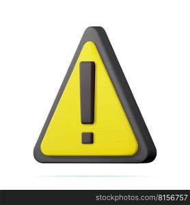 3d Hazard warning attention sign with exclamation mark symbol. Realistic yellow triangle warning sign.. 3d Hazard warning attention sign