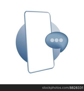 3d icon smartphone with empty screen for mockup mobile message sign concept. Showcase cellphone frame display Minimal scene with device phone. Mobile isolated on white background. Vector illustration