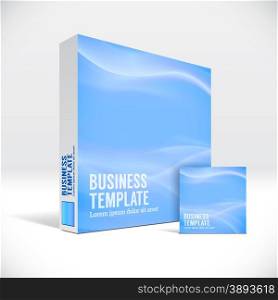 3D Identity packaging box with abstract sky blue lines cover