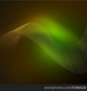 3D illuminated wave of glowing particles. 3D illuminated wave of glowing particles. HUD design element. Technology digital splash concept