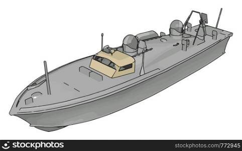 3D illustration of a white army ship vector illustration on white background