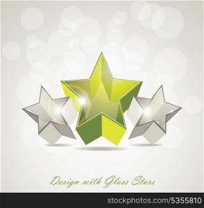 3d illustration of single glass star shape. shiny star icons