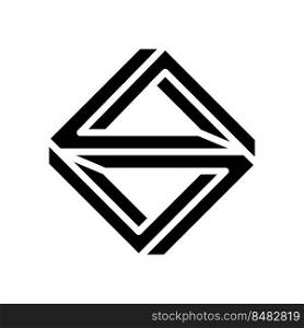 3d impossible geometric shape glyph icon vector. 3d impossible geometric shape sign. isolated symbol illustration. 3d impossible geometric shape glyph icon vector illustration