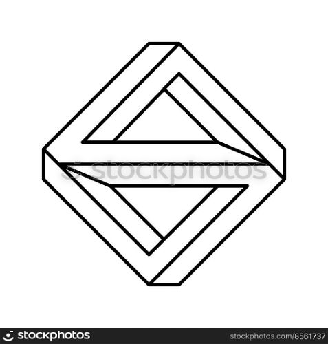 3d impossible geometric shape line icon vector. 3d impossible geometric shape sign. isolated contour symbol black illustration. 3d impossible geometric shape line icon vector illustration