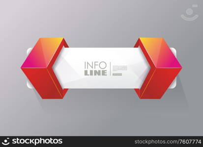 3D info banner. Vector bright sign.