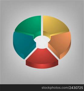 3D Infographics, donut circle divided into five sectors, metal, gradient, vector, industrial infographic template design, metal style