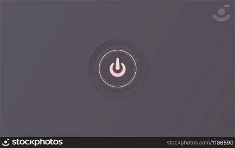 3d IO button icon. Shiny glow effect of a warm yellow color gradient. Vector illustration of on and off. Push start turn power symbol. Web graphic, switch control computer sign dark background