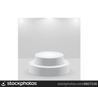 3d isolated empty white podium on gray background vector image