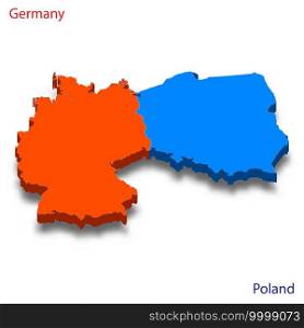 3d isometric map Germany and Poland relations vector illustration