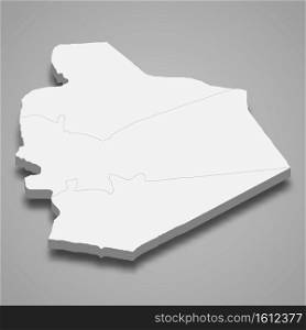 3d isometric map of As-Suwayda is a province of Syria, vector illustration. 3d isometric map of As-Suwayda is a province of Syria