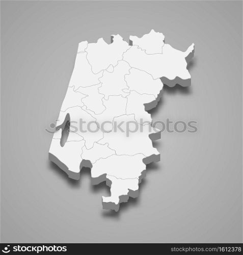 3d isometric map of Aveiro is a district of Portugal, vector illustration. 3d isometric map of Aveiro is a district of Portugal