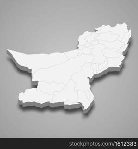 3d isometric map of Balochistan is a province of Pakistan, vector illustration. 3d isometric map of Balochistan is a province of Pakistan