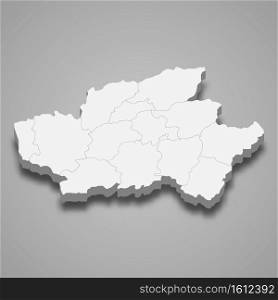 3d isometric map of Braga is a district of Portugal, vector illustration. 3d isometric map of Braga is a district of Portugal
