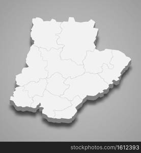 3d isometric map of Braganca is a district of Portugal, vector illustration. 3d isometric map of Braganca is a district of Portugal