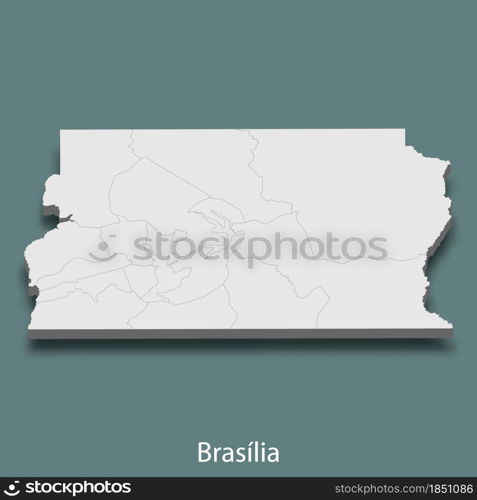 3d isometric map of Brasilia is a city of Brazil , vector illustration. 3d isometric map of Brasilia is a city of Brazil